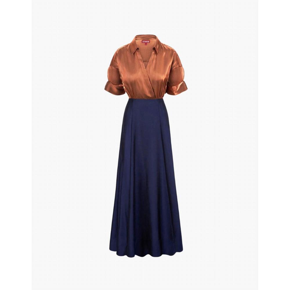 NEW STAUD shubert dress in iridescent cacao/midnight - Picture 5 of 5